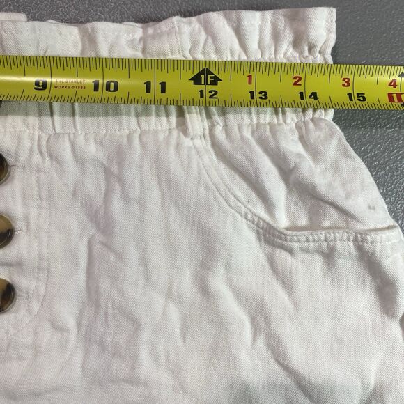 VERY J Mini Skirt Paperbag Waist Button Front Pockets Cotton Womens M White - Picture 4 of 8